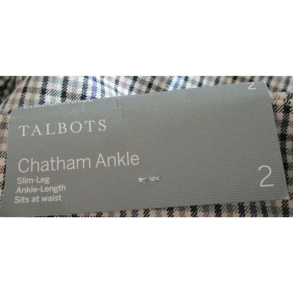Talbots Women's Chatham Ankle Tan Mid Rise Side Zip Plaid Pants NWT Size 2 - Picture 9 of 12